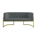 Ver imagem 4 de Sofá Namoradeira 2 Lugares Moderna Base Metal Gold Balaqui Cinza