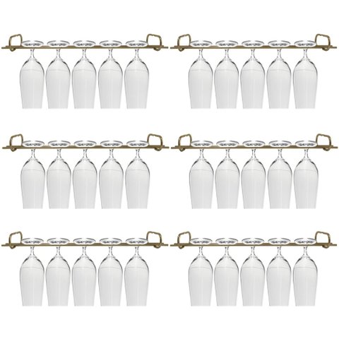 Conjunto 6 Organizadores Porta Taças 42cm Suportes para Pendurar Taças Dourado
