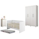 Ver imagem 1 de Guarda Roupa Florida com Gaveteiro Soft e Berço Americano Soft Branco Acetinado Colchão Sleep - Tigu