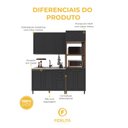 Ver imagem 5 de Armário de Cozinha Modulada Compacta Fidelitá Nara 100% MDF 3 Peças 190cm 10 Portas 2 Gavetas sem
