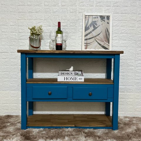 Aparador Rústico de Madeira Grande Amazônia - Steam:azul