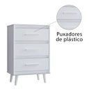 Ver imagem 5 de Cômoda Mila para Quarto 3 Gavetas Pés Retrô Savana Off White: Branco