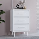 Ver imagem 1 de Cômoda Mila para Quarto 3 Gavetas Pés Retrô Savana Off White: Branco