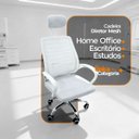Ver imagem 3 de Cadeira Escritório Diretor Tela Mesh com Encosto de Cabeça - Branco - 1 + E-book