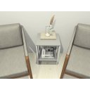 Ver imagem 3 de Mesa de Cabeceira Mesa de Apoio Mesa Auxiliar Mesa Lateral. Cor: Branco e Cinza