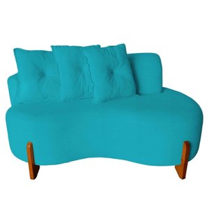 Namoradeira Sofá 2 Lugares Feijão Plaza Orgânica Boucle Azul Turquesa Luxo
