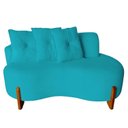 Ver imagem 1 de Namoradeira Sofá 2 Lugares Feijão Plaza Orgânica Boucle Azul Turquesa Luxo