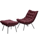 Ver imagem 1 de Kit Poltrona e Puff Decorativo Costela Veludo Bordo - Montanaris Decor