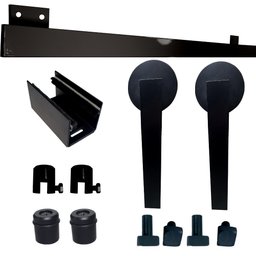 Kit p/ Porta Correr Celeiro 2 Roldanas - Alumínio Cantoneira 1,50 m - Preto - Al-Fer - 5