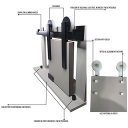 Kit p/ Porta Correr Celeiro 2 Roldanas - Alumínio Cantoneira 1,50 m - Preto - Al-Fer - 2