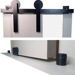 Kit p/ Porta Correr Celeiro 2 Roldanas - Alumínio Cantoneira 1,50 m - Preto - Al-Fer - 1