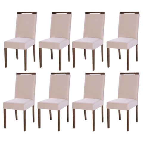 Kit 8 Cadeiras de Jantar Rubi 44 X 98 Cm Estofadas D26 Madeira Imbuia Suede Bege - Clicklar