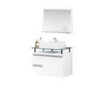 Ver imagem 1 de Gabinete Banheiro Diamante 60 Cm Armário com Espelheira, Cuba e Tampo de Vidro Temperado:branco