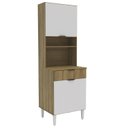 Ver imagem 1 de Armário Torre Quente de Cozinha 60cm com 2 Portas e 1 Gaveta 2512 Valencia Yescasa Marrom/Mel/Branco