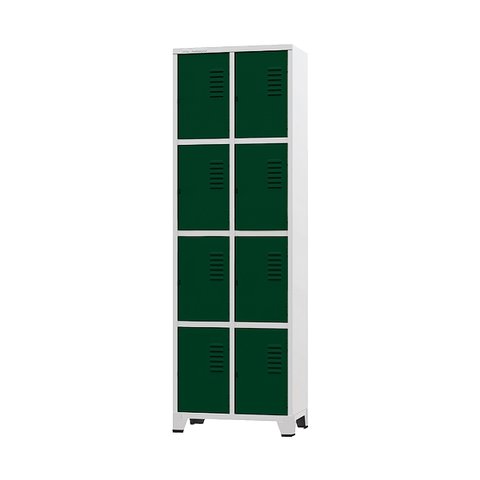 Armário Roupeiro de Aço para Vestiário 8 Portas Verde Escuro com Chave