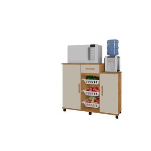 Balcão Fruteira Es com Rodízios Cor Ipê / Off White