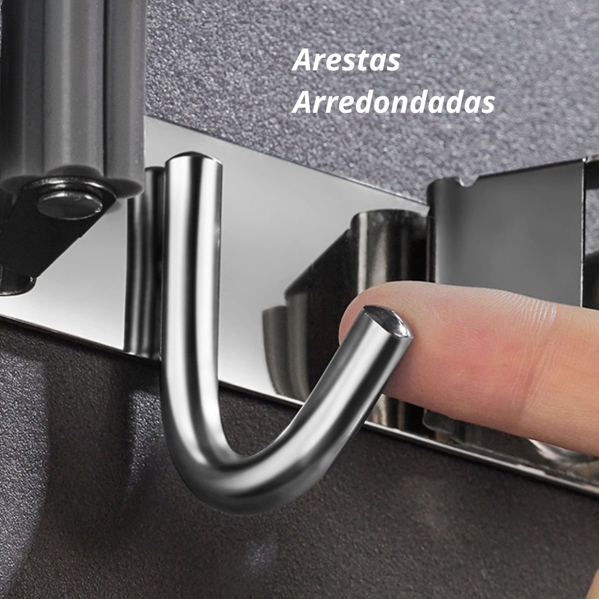 Suporte Inox Multiuso de Parede Gancho para Vassoura Rodo Pá - 4