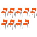 Ver imagem 2 de Cadeira Iso Base Cinza Escola, Escritório Laranja Kit 9 Un