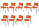 Ver imagem 2 de Cadeira Iso Base Cinza Escola, Escritório Laranja Kit 9 Un