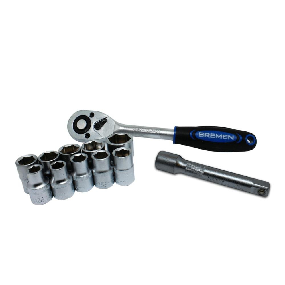 Kit Chave Catraca 1/2" C/ 12 Peças - Bremen