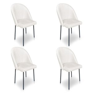 Kit 4 Cadeiras Poltrona de Jantar Ariel Suede Pés de Ferro Preto - Pallazio