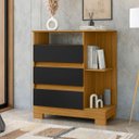 Ver imagem 2 de Cômoda para Quarto 3 Gavetas com Nicho Bliss Carvalho Eco/Preto