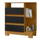 Ver imagem 1 de Cômoda para Quarto 3 Gavetas com Nicho Bliss Carvalho Eco/Preto