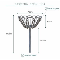 cesta lixeira de inox, lixeira de calçada externa lixeira de rua grande lixeira grande externa lixei - 4
