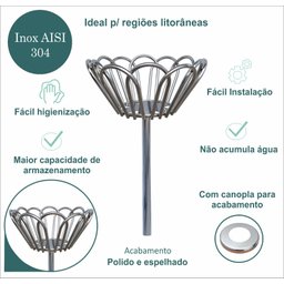 cesta lixeira de inox, lixeira de calçada externa lixeira de rua grande lixeira grande externa lixei - 3