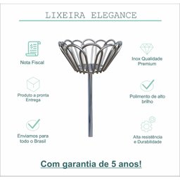 cesta lixeira de inox, lixeira de calçada externa lixeira de rua grande lixeira grande externa lixei - 5