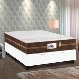 Cama Box Baú Casal Colchão Molas Flora Gazin + Box Sintético 52x138x188 Branco - 2