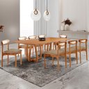 Ver imagem 1 de Conjunto Mesa de Jantar Tampo 240cm Barril Laminado Ello e 8 Cadeiras Mônaco Premium Natural Cinamomo/Turim Marrom