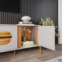 Ver imagem 3 de Rack Sala Juquehy para Tv até 75 Polegadas com Led Bordas Arredondadas Off-white/naturalle