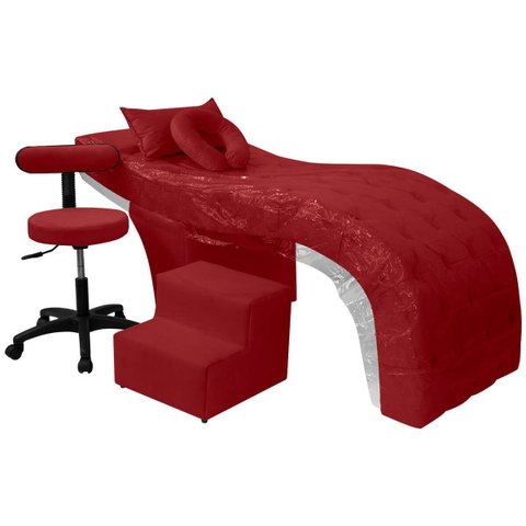 Kit Maca Estética Charme para Cílios + Mocho + Escada + Capa Veludo:veludo Vermelho