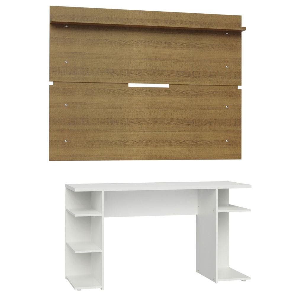 Mesa para Computador Gamer e Painel Tv Madesa - Branco/rustic - 1