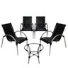 Conjunto 4 Cadeiras Alumínio Polido E Mesa De Centro Preto - 1
