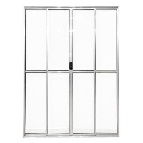 Porta Sacada de Aluminio Brilhante 4 Folhas com Trinco 2,10x2,00