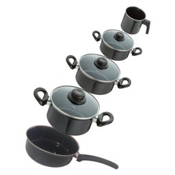 Jogo Panelas 5 Peças Aço Vítreo Preto Cerâmica Indução Jjb - 4