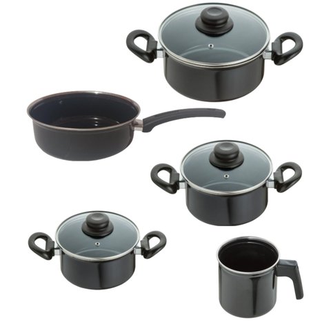 Jogo Panelas 5 Peças Aço Vítreo Preto Cerâmica Indução Jjb