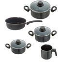 Ver imagem 1 de Jogo Panelas 5 Peças Aço Vítreo Preto Cerâmica Indução Jjb