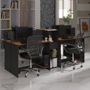 Ver imagem 1 de Estação de Trabalho 4 Lugares Office Noruega 4 Mesas 2 Armários - Via Nossa - Preto e Cedro