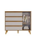 Ver imagem 2 de Cômoda Retro Théo 04 Gavetas 01 Porta Mdf Moveis Peroba Amendoa/off White