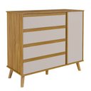 Ver imagem 1 de Cômoda Retro Théo 04 Gavetas 01 Porta Mdf Moveis Peroba Amendoa/off White