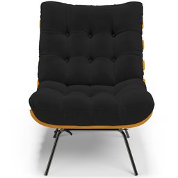 Kit 2 Poltronas Decorativas Sala de Estar Costela L02 Bouclê Preto - Lyam Decor - 3