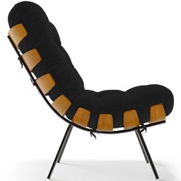 Kit 2 Poltronas Decorativas Sala de Estar Costela L02 Bouclê Preto - Lyam Decor - 6