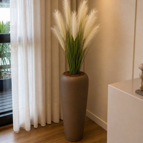 Vaso Decorativo Fibra de Vidro Florida P 65cm Bronze Fosco Lindo Vaso