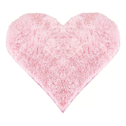 Tapete Pelo Alto Felpudo Peludo Macio Anti Derrapante Alérgico Rosa Bebê Coração 140 Cm Sala Quarto - 1