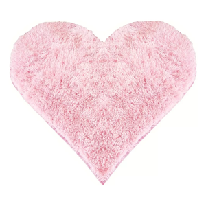 Tapete Pelo Alto Felpudo Peludo Macio Anti Derrapante Alérgico Rosa Bebê Coração 140 Cm Sala Quarto