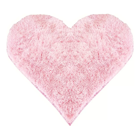Tapete Pelo Alto Felpudo Peludo Macio Anti Derrapante Alérgico Rosa Bebê Coração 140 Cm Sala Quarto