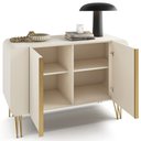 Ver imagem 6 de Aparador Buffet para Sala de Jantar 2 Portas Orgânico Pozzi B01 Off White - Lyam Decor